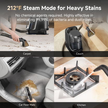 UWANT Y100 steam 18KPa Portable Carpet Cleaner with Steam & Heating for Pet Hair and Stains