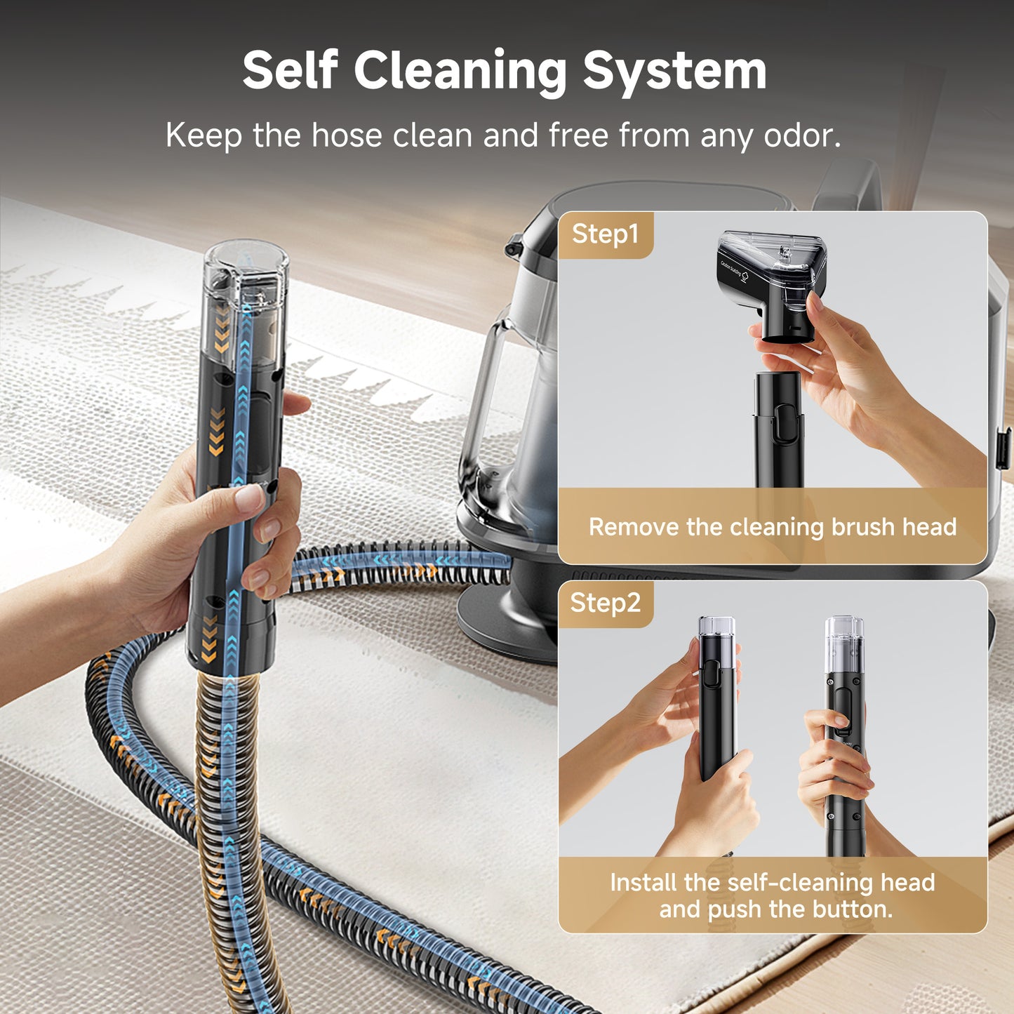 UWANT Y100 steam 18KPa Portable Carpet Cleaner with Steam & Heating for Pet Hair and Stains