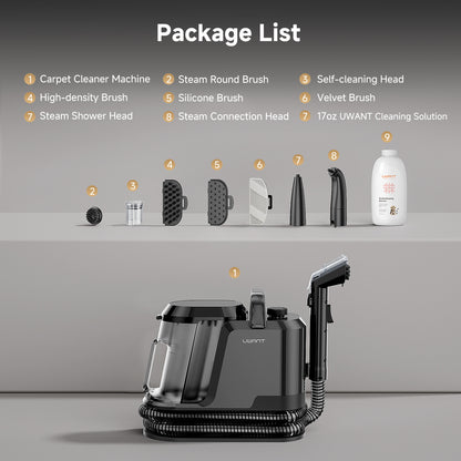 UWANT Y100 steam 18KPa Portable Carpet Cleaner with Steam & Heating for Pet Hair and Stains