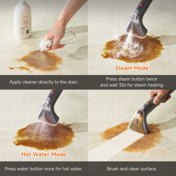 UWANT Portable Carpet & Spot Steam Cleaner Machine B400 Steam Self ...