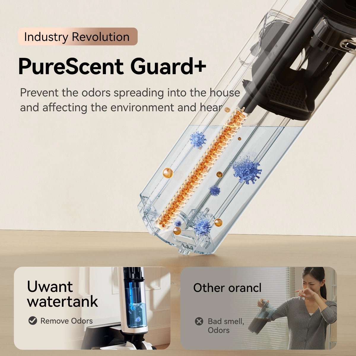 UWANT Cordless Wet Dry Vacuum Cleaner D100 Auto Self-Cleaning Anti