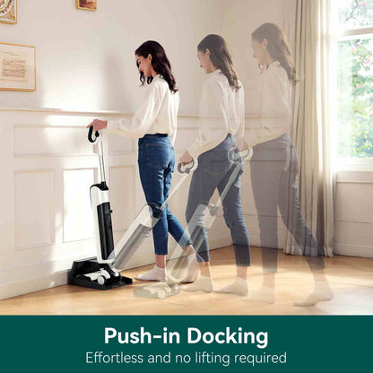 D100 Cordless Wet Dry Vacuum Cleaner 180° Lay-Flat and Self-Cleaning Brush Roll for Hardwood Floors, Tile, Pet Hair