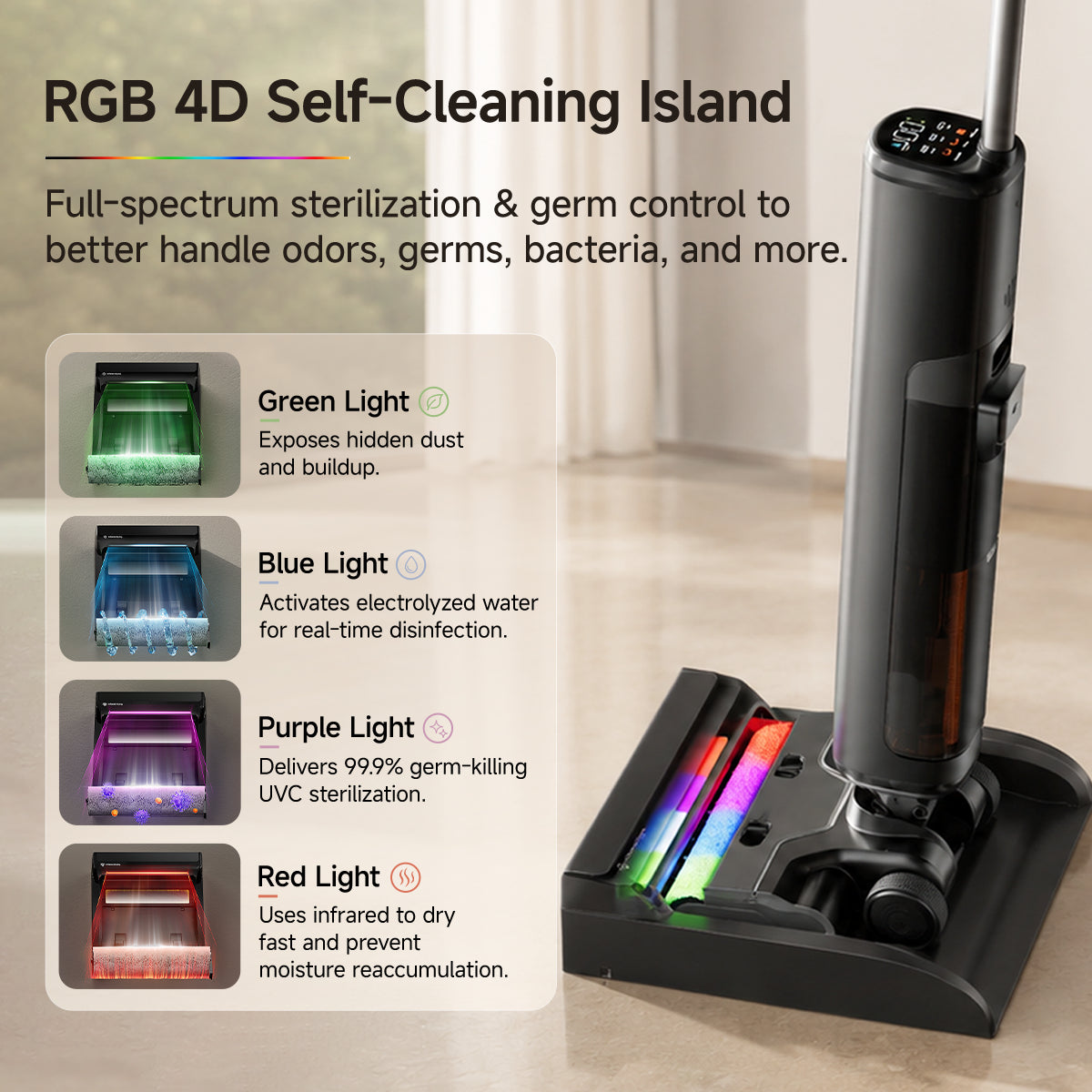UWANT D800 Wet Dry Vacuum Cleaner with 100℃ Hot Water and Air Drying, 25000Pa Suction Vacuum