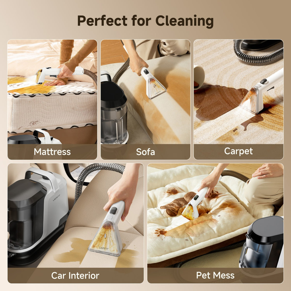 Spot Cleaner Machine UWANT Portable Carpet & Spot Cleaner Machine Y100 Self-Cleaning ...