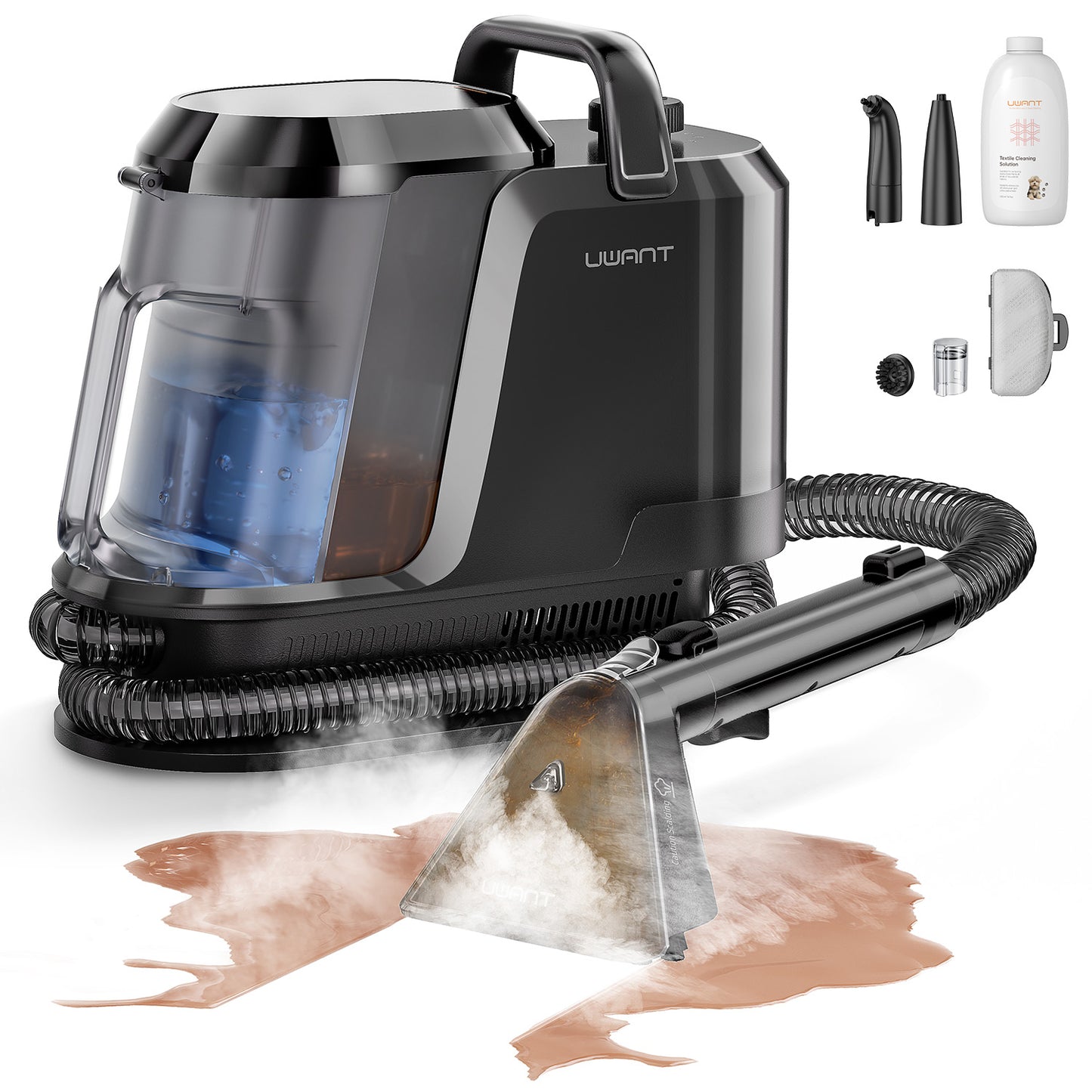 UWANT Y100 steam 18KPa Portable Carpet Cleaner with Steam & Heating for Pet Hair and Stains